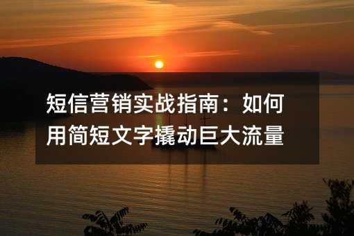 短信营销实战指南:如何用简短文字撬动巨大流量