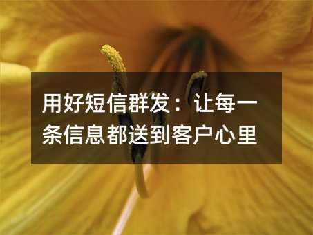用好短信群发:让每一条信息都送到客户心里