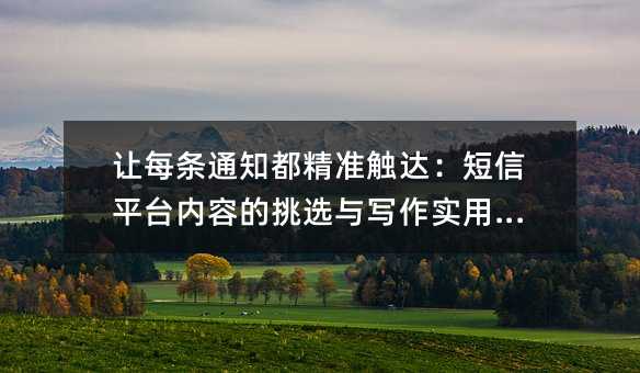 让每条通知都精准触达:短信平台内容的挑选与写作实用指南