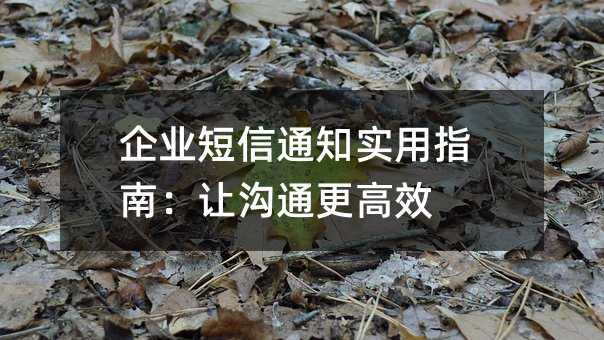 企业短信通知实用指南:让沟通更高效