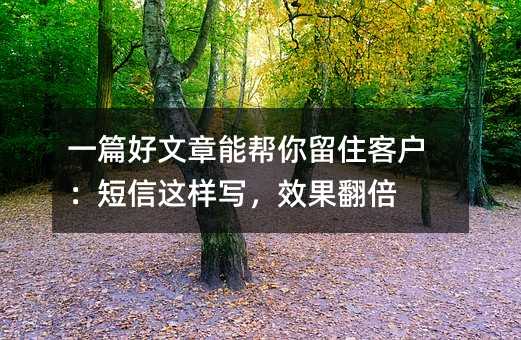 一篇好文章能帮你留住客户:短信这样写,效果翻倍