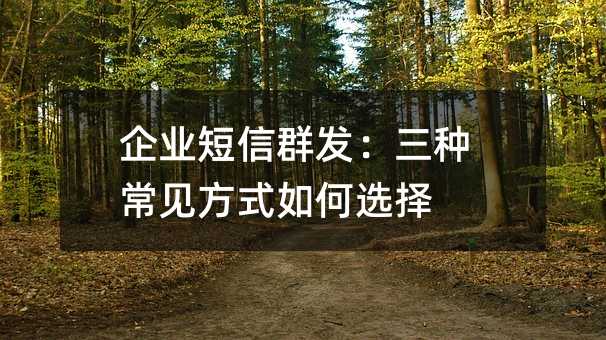 企业短信群发:三种常见方式如何选择