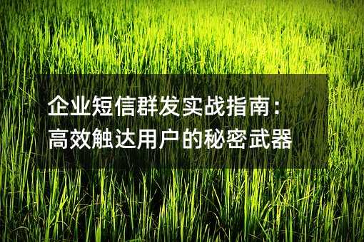 企业短信群发实战指南:高效触达用户的秘密武器