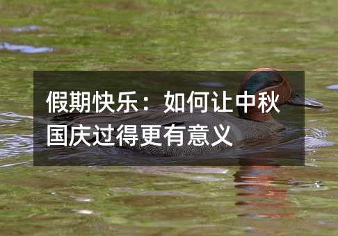 假期快乐:如何让中秋国庆过得更有意义