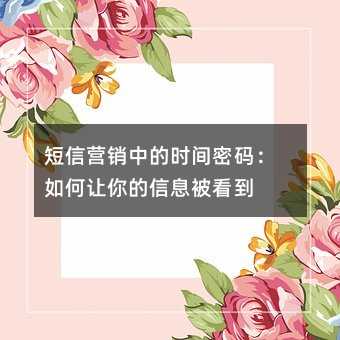短信营销中的时间密码:如何让你的信息被看到
