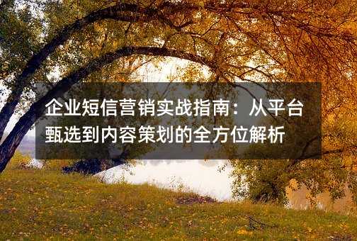 企业短信营销实战指南:从平台甄选到内容策划的全方位解析