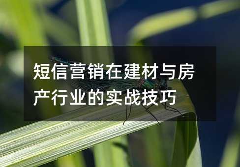 短信营销在建材与房产行业的实战技巧