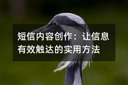 短信内容创作:让信息有效触达的实用方法
