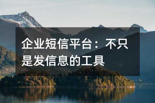 企业短信平台:不只是发信息的工具