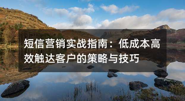 短信营销实战指南:低成本高效触达客户的策略与技巧