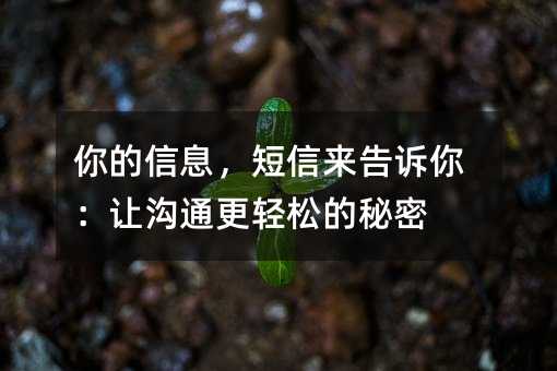 你的信息,短信来告诉你:让沟通更轻松的秘密