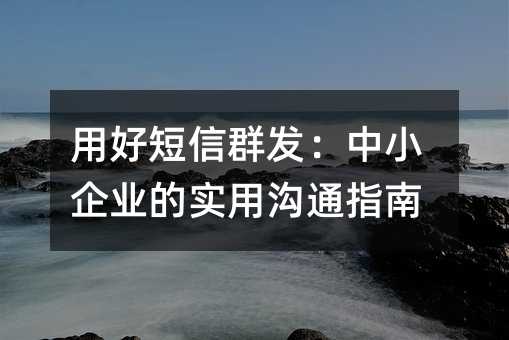 用好短信群发:中小企业的实用沟通指南