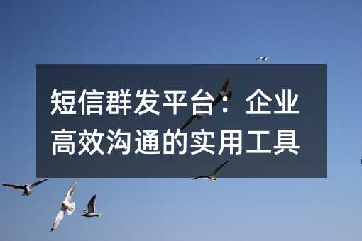 短信群发平台:企业高效沟通的实用工具