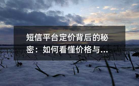 短信平台定价背后的秘密:如何看懂价格与服务