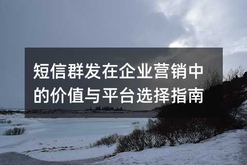 短信群发在企业营销中的价值与平台选择指南