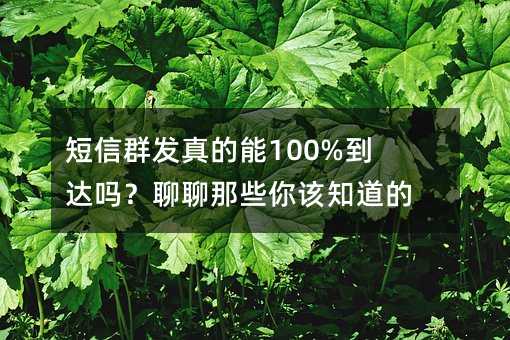 短信群发真的能100%到达吗?聊聊那些你该知道的真相