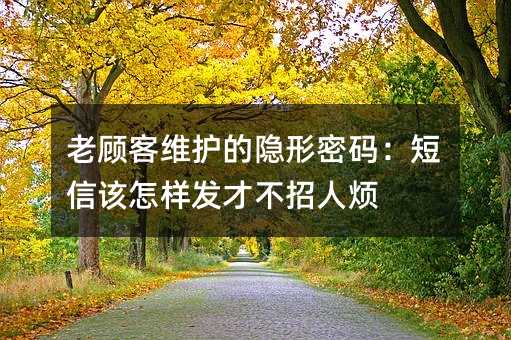 老顾客维护的隐形密码:短信该怎样发才不招人烦