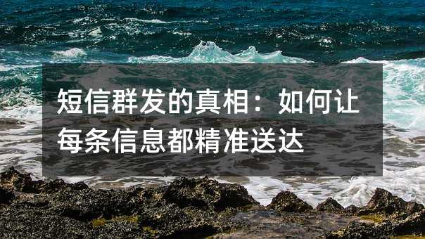 短信群发的真相:如何让每条信息都精准送达