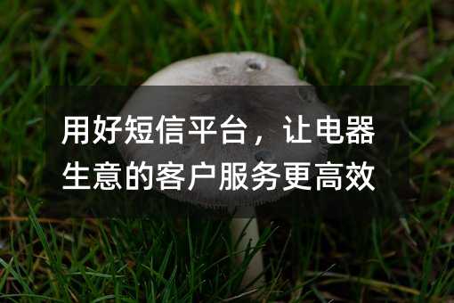 用好短信平台,让电器生意的客户服务更高效