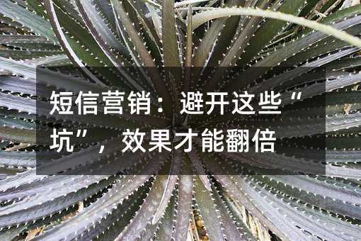 短信营销:避开这些“坑”,效果才能翻倍