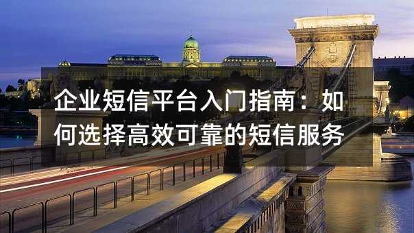 企业短信平台入门指南:如何选择高效可靠的短信服务