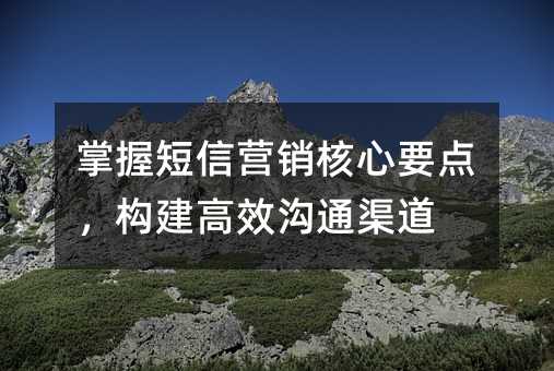 掌握短信营销核心要点,构建高效沟通渠道