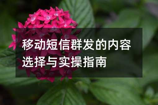 移动短信群发的内容选择与实操指南