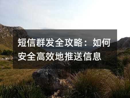 短信群发全攻略:如何安全高效地推送信息