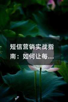 短信营销实战指南:如何让每一条信息都精准触达用户心智