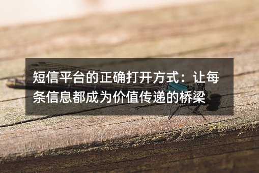 短信平台的正确打开方式:让每条信息都成为价值传递的桥梁