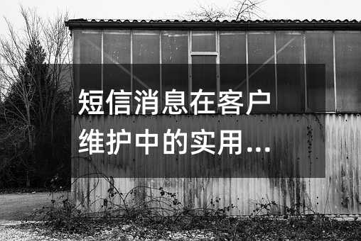 短信消息在客户维护中的实用价值