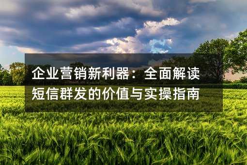 企业营销新利器:全面解读短信群发的价值与实操指南