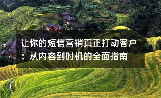 让你的短信营销真正打动客户:从内容到时机的全面指南