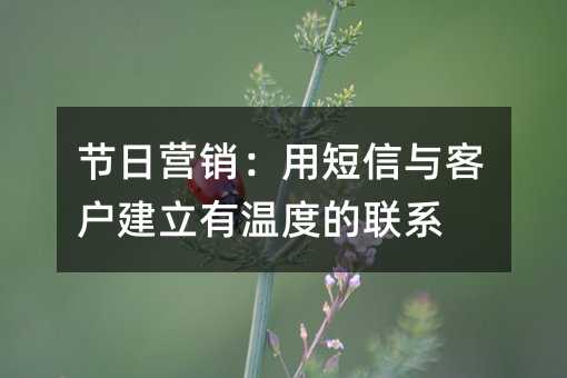 节日营销:用短信与客户建立有温度的联系