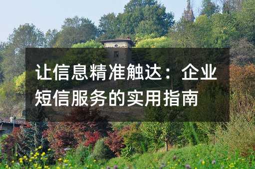 让信息精准触达:企业短信服务的实用指南