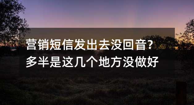 营销短信发出去没回音?多半是这几个地方没做好