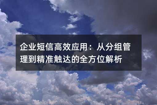 企业短信高效应用:从分组管理到精准触达的全方位解析
