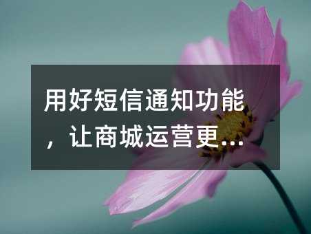 用好短信通知功能,让商城运营更贴心