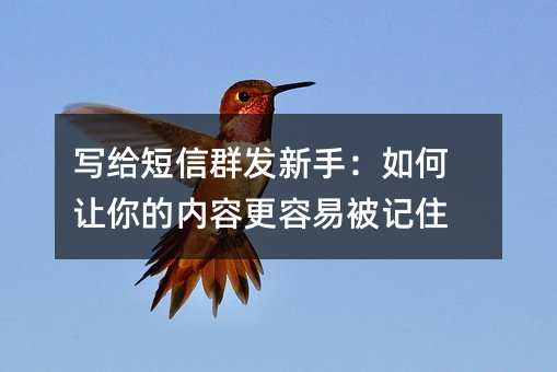 写给短信群发新手:如何让你的内容更容易被记住