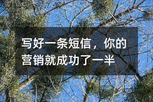 写好一条短信,你的营销就成功了一半