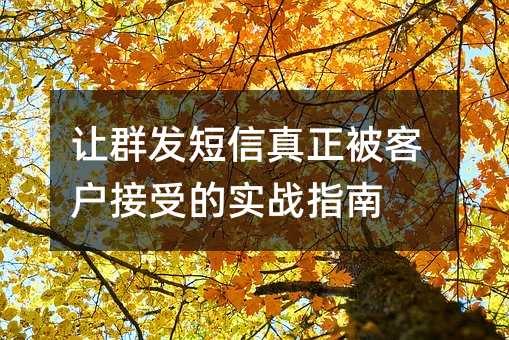 让群发短信真正被客户接受的实战指南