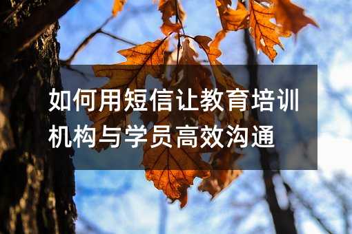 如何用短信让教育培训机构与学员高效沟通