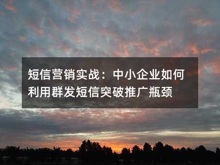 短信营销实战:中小企业如何利用群发短信突破推广瓶颈
