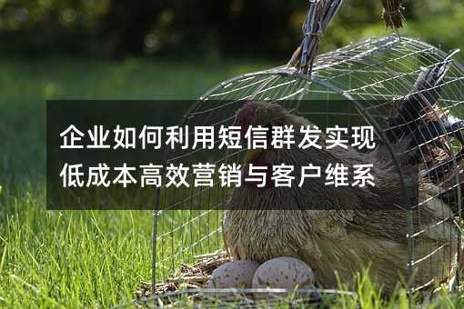 ��ҵ������ö���Ⱥ��ʵ�ֵͳɱ���ЧӪ����ͻ�άϵ