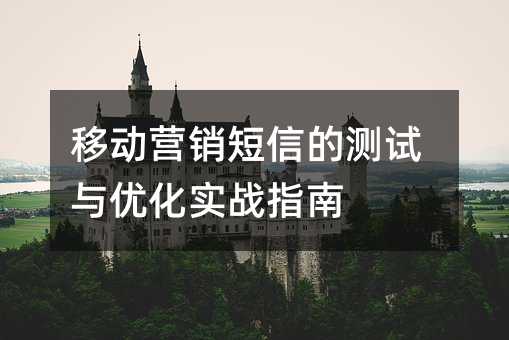 移动营销短信的测试与优化实战指南