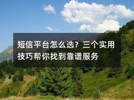 短信平台怎么选?三个实用技巧帮你找到靠谱服务