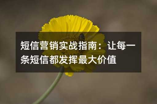 ¶ÌÐÅÓªÏúʵսָÄÏ£ºÈÃÿһÌõ¶ÌÐŶ¼·¢»Ó×î´ó¼ÛÖµ