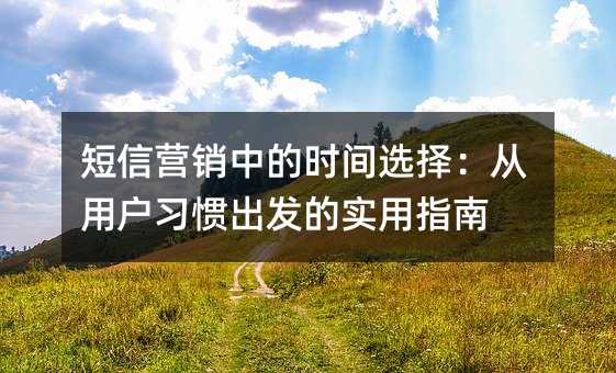 短信营销中的时间选择:从用户习惯出发的实用指南