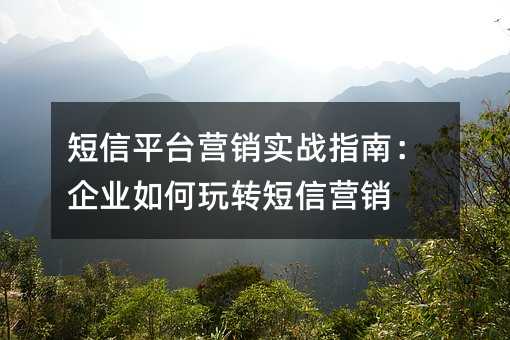 ����ƽ̨Ӫ��ʵսָ�ϣ���ҵ�����ת����Ӫ��