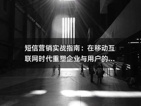 短信营销实战指南:在移动互联网时代重塑企业与用户的连接